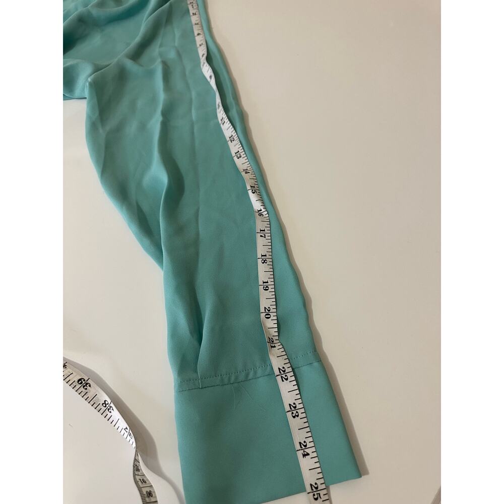 NWT Women L Halogen light sea green wrap blouse top long sleeve - Picture 10 of 13